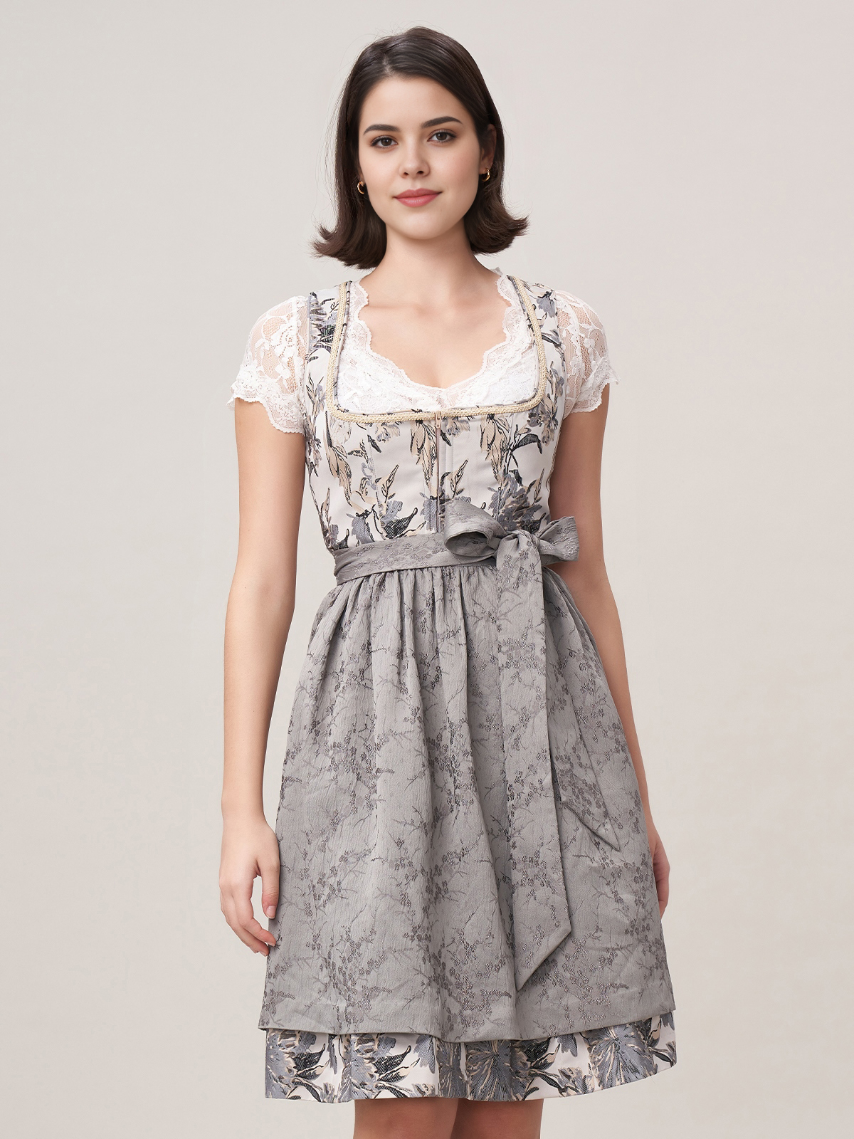Klassisches graues Dirndl mit modernem Schnitt